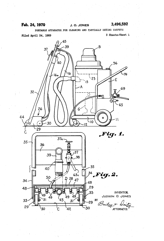 Judson O. Jones Portable Carpet Cleaning Machine Patent
