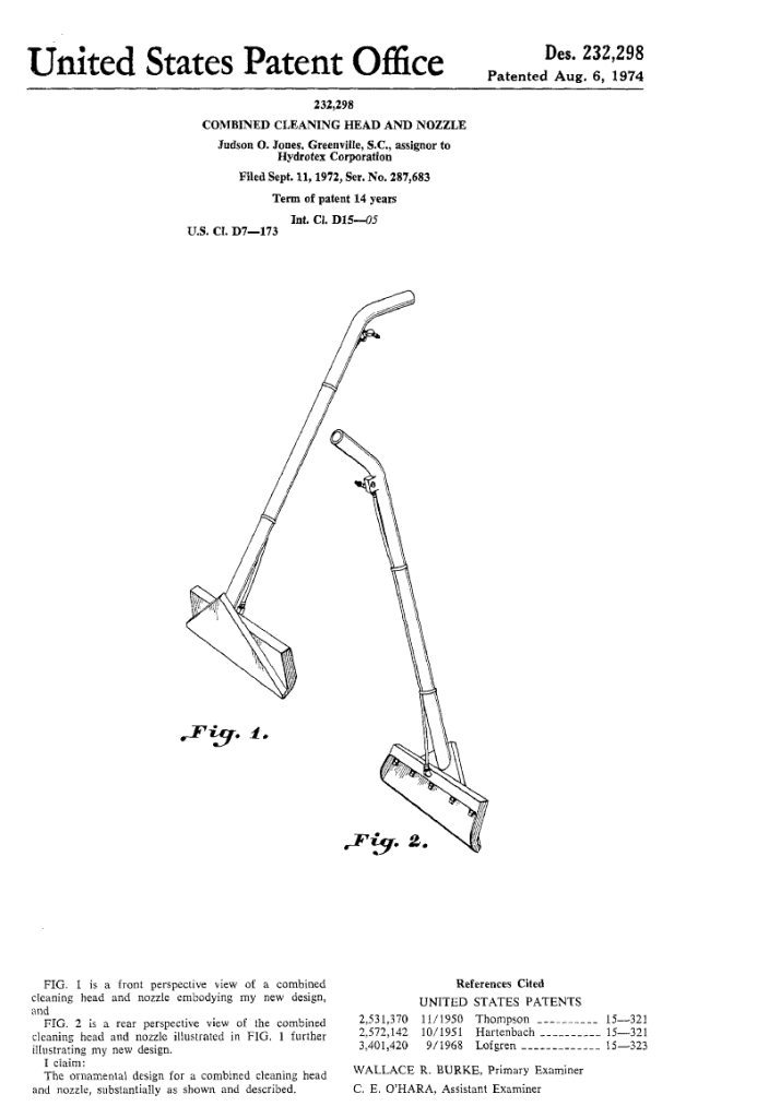 Judson Truckmounts Carpet Cleaning Wand Patent